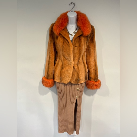 Cisodono Italian designer sheared Mink with full fox Collar jacket/coat🔥 - Picture 15 of 16